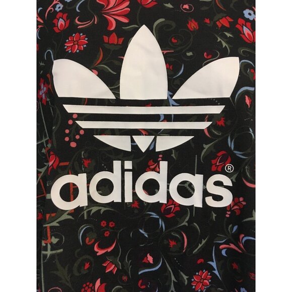 Adidas 3 Stripes Brand Tshirt Floral Size XS Dual Print Short Sleeve Flare HI-lo - Picture 3 of 6